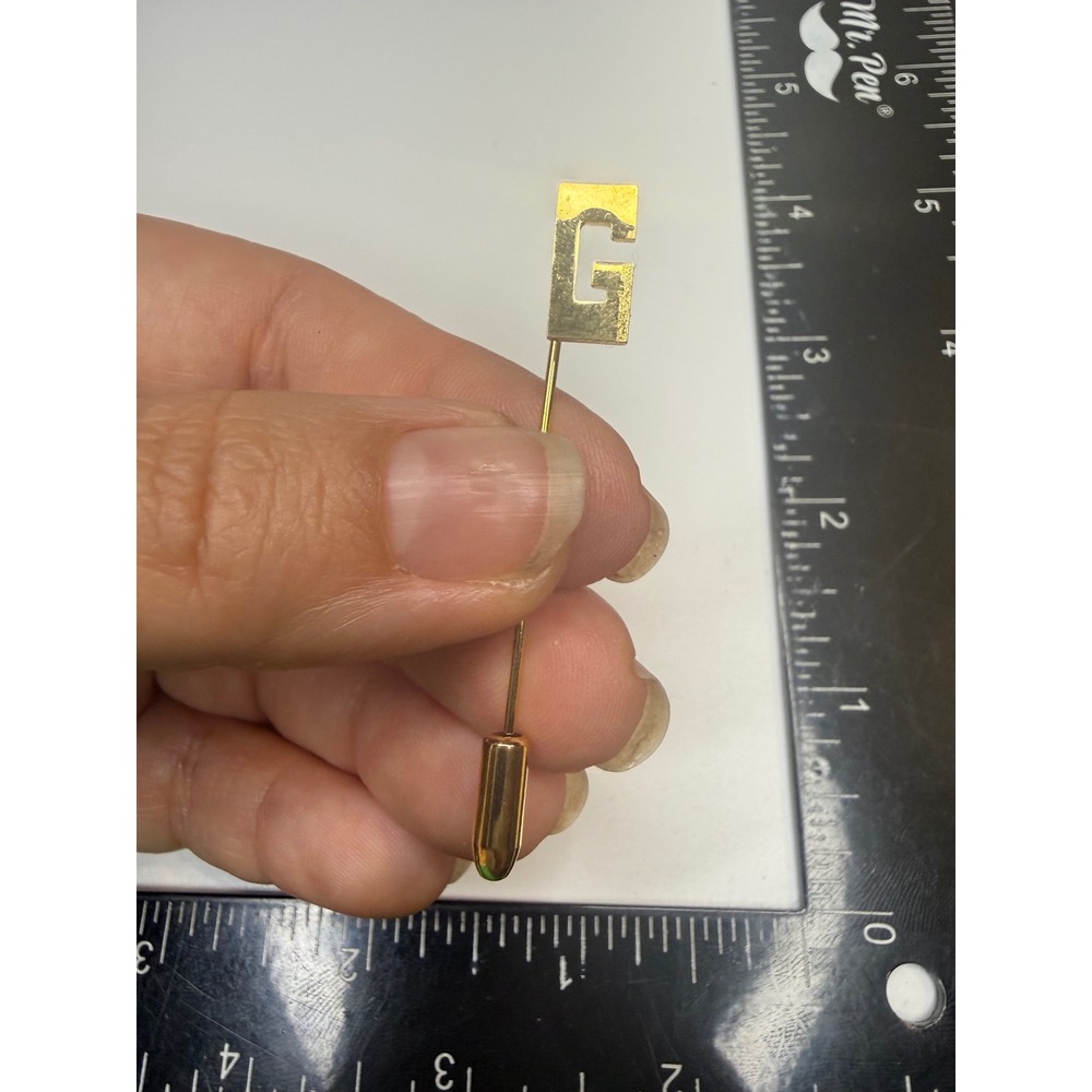 Vintage Gold Tone Initial G Stick Pin Personalized Lapel Hat Scarf Accessory